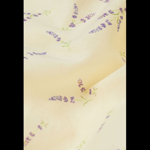 H&M Hand-Painted Wildflower Collection Light Yellow/Lavender Linen-Blend Dress - Picture 6 of 7